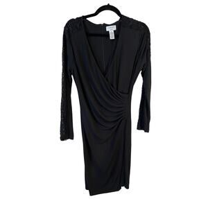 Carmen Marc Valvo Women's Lace Long Sleeve Dress Black 8 Party Feminine Classic